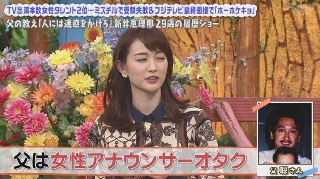 新井恵理那が父親を女性アナウンサーオタクだと話しているところ