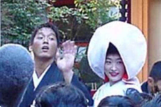 長嶋一茂と嫁の仁子の結婚式の画像
